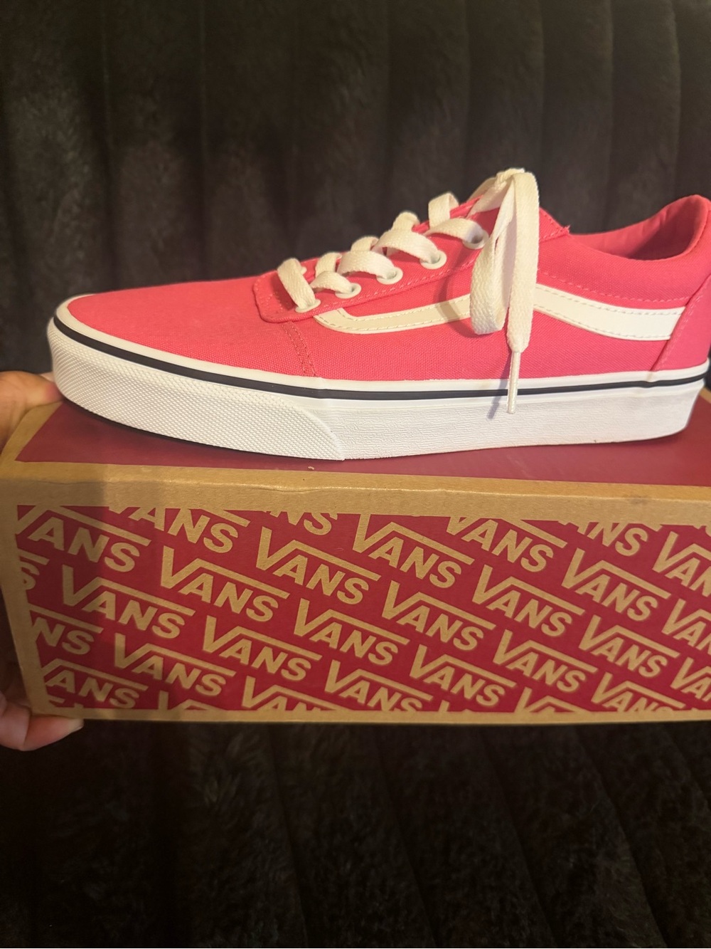 Vans Pink Canvas Low-Top Sneakers with White Stripe